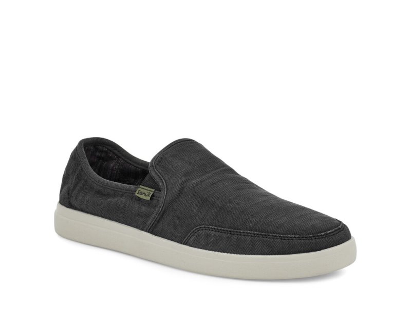 Sanuk Vagabond Slip-On Sneaker Wash Vegan - Sanuk Shoes Mens Black - Philippines UADWVH183